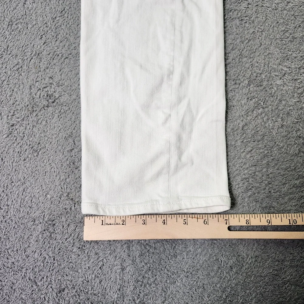 True Religion Mens 31 Geno Relaxed Slim Jeans White Moto Ribbed Biker Denim